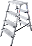 Aluminum double-sided stepladder with 130 mm steps and 350×260 mm platform NV1127