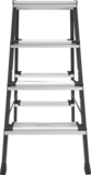 Steel double-sided stepladder with 130 mm aluminum steps and 350×260 mm platform NV2147 sku 2147204