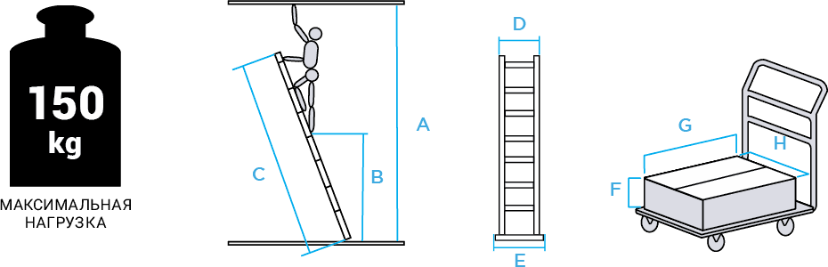 Schema: Single-section aluminium leaning rung ladder NV2210