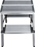 Aluminum double-sided stepladder with 130 mm steps and 350×260 mm platform NV1127 sku 1127202