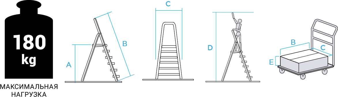 Schema: Steel stepladder with 130 mm aluminum steps NV2137