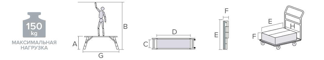 Schema: Aluminum paint work platform 500 mm width NV1360